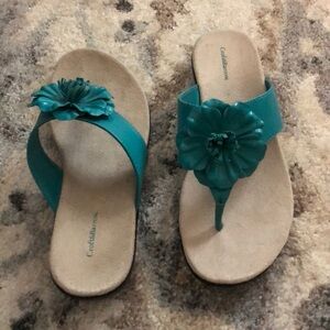 Croft & Barroe Teal Flower Sandal Flip Flop